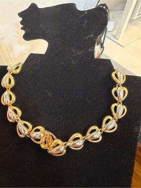 Two-Tone Teardrop Link Necklace Vintage